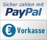 Sichere Zahlung mit PayPal oder Vorkasse