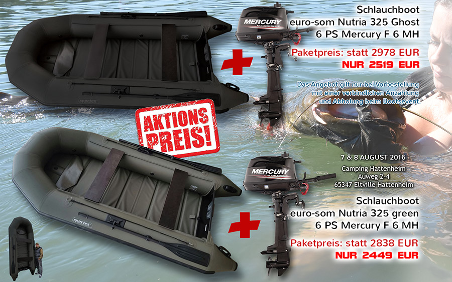 Sonderangebot: Schlauchboot NUTRIA 325 mit 6 PS Mercury Außenborder